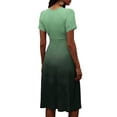 thumbnail image 6 of Laqbezok Ombre Gradient Midi Dress, Casual Short Sleeve Cross V-Neck A-Line Summer Dresses, Fashion High Waist Empire Waist Party Vacation Dress, 6 of 6