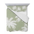 thumbnail image 7 of Quilts Queen Size Bedding Set, Sage Green Palm Trees Lightweight Quilted Comforter, Farmhouse Tropical Summer Beach Soft Reversible Bedspread Coverlet with Pillow Covers for All Season, 90" x 96", 7 of 7