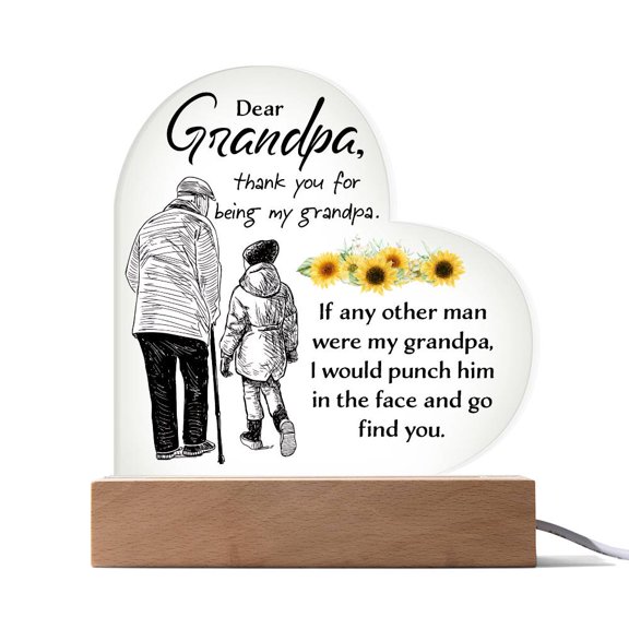 To My Grandpa Thank You Printed Heart Acrylic Plaque