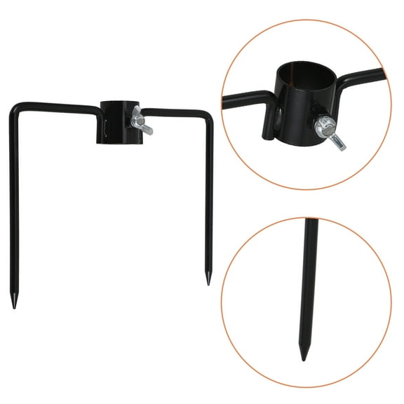 BESTONZON Durable Iron Patio Umbrella Stand with Ground Spike for Garden and Beach Anchoring