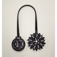 thumbnail image 4 of Yule Single Window Curtain Holdback Tieback, Decorative Magnetic Clip Drapery Tie Back, Elegant Bling Diamond Floral Design - Black, 4 of 7