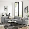 thumbnail image 3 of Conjure Channel Tufted Upholstered Fabric 4-Piece L-Shaped Sectional-EEI-5791-BLK-BEI, 3 of 6