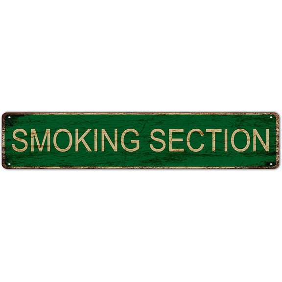 Smoking Section Street Sign 4x16 Inch/10x40 Cm Vintage Rustic Retro Wall Decor Funny Metal Tin Sign