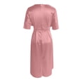 thumbnail image 6 of Afdoent Women's Dresses Elegant Solid Color Waist Cinching Short Sleeve Dress Of The Bride/Groom Party Fashion Beach Vacation Clothes, 6 of 7