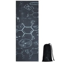Math Equations Science Symbols Black Pattern Hot Yoga Mat Towel Non Slip for Hot Yoga - Quick-Drying Yoga Mat Cover with 4 Corner Pockets with Travel Bag - Hot Yoga Towel Non Slip 70"x26"