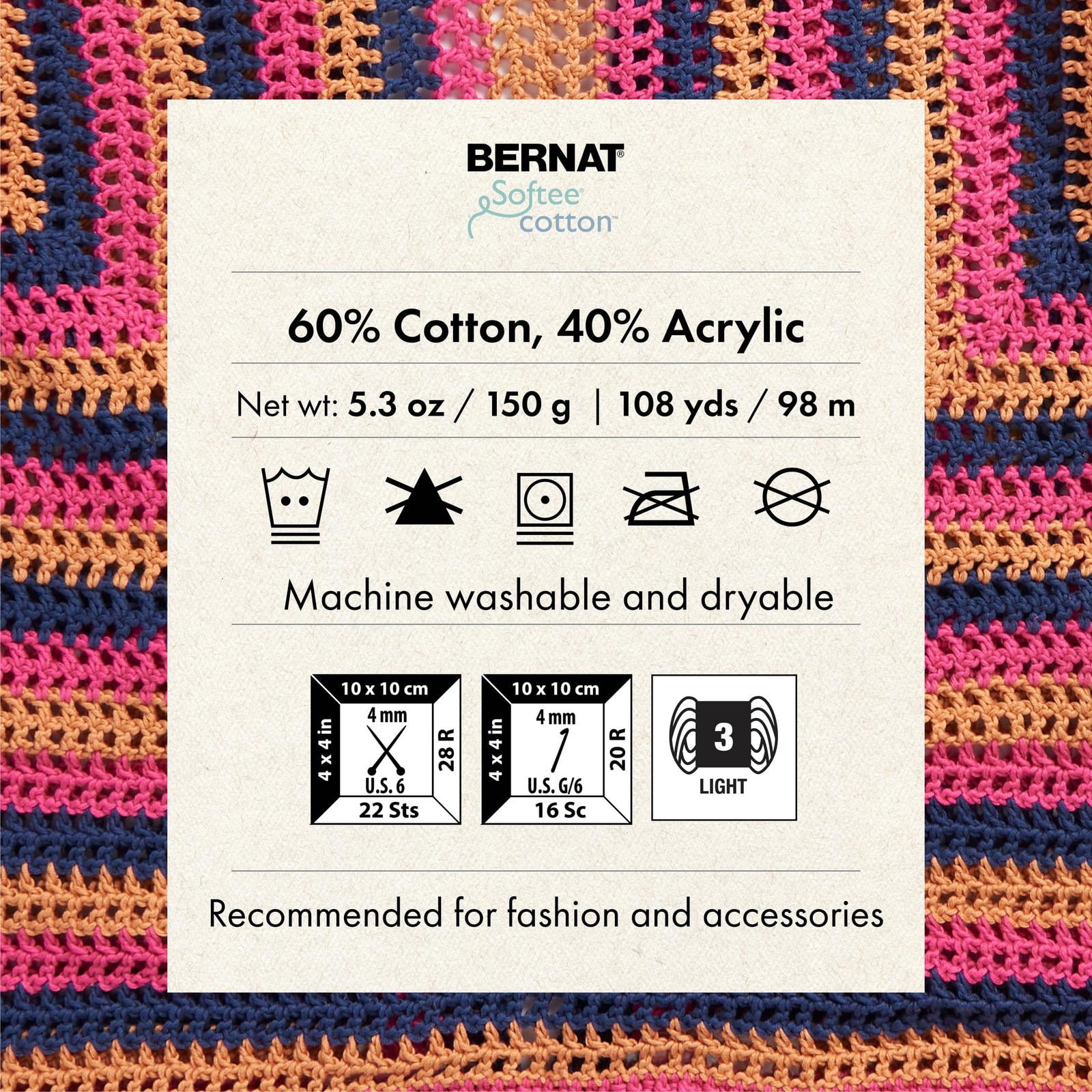 Bernat® Fil Softee® Cotton™, Mélange de Coton #3 Léger, 4,2 Oz/120 G, 254 Yards