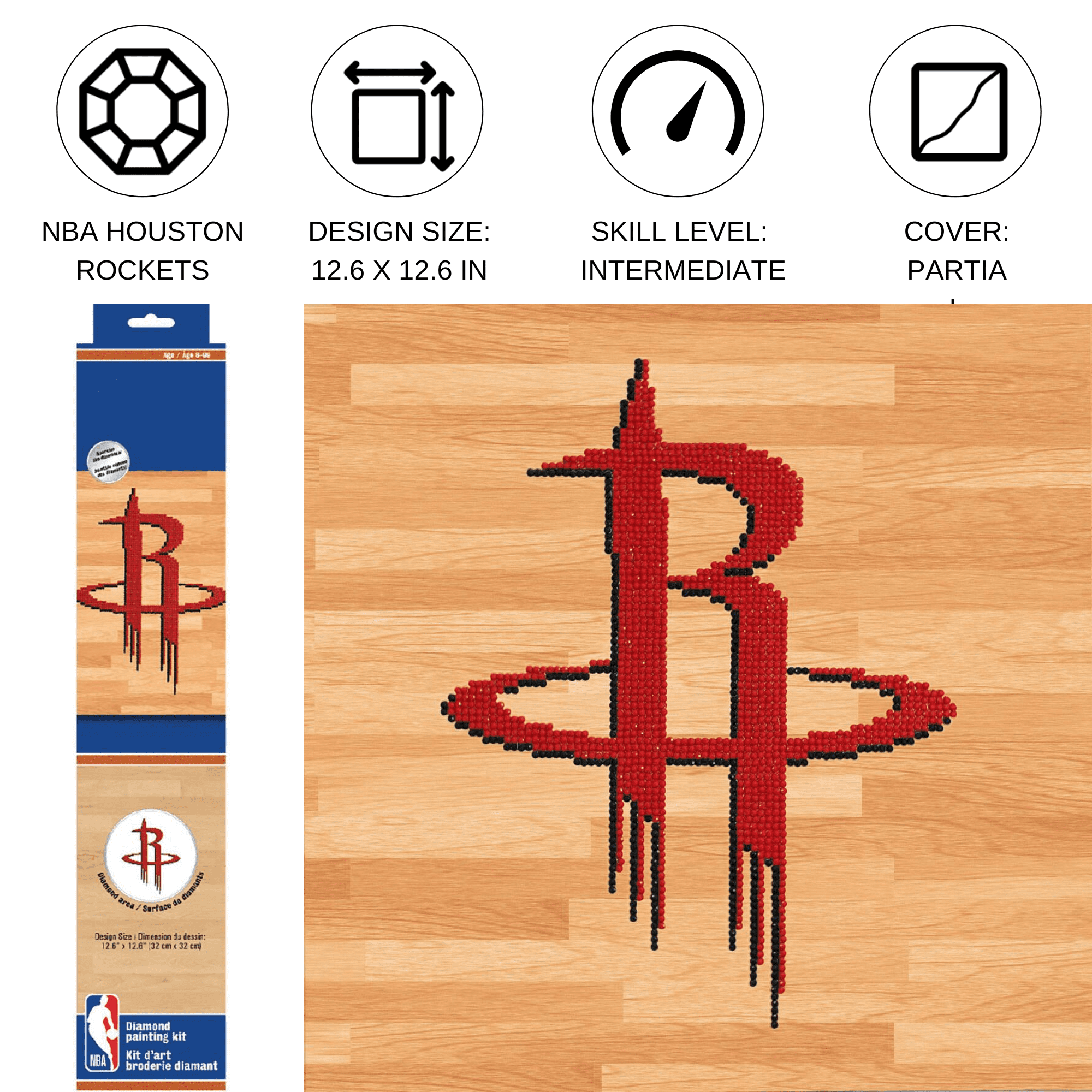 Diamond Dotz NBA Houston Rockets Basketball Diamond Painting Kits for Adults - Diamond Art Kits a Relaxing Creative Craft Kit with Dotz Gems 12.6"x12.6"