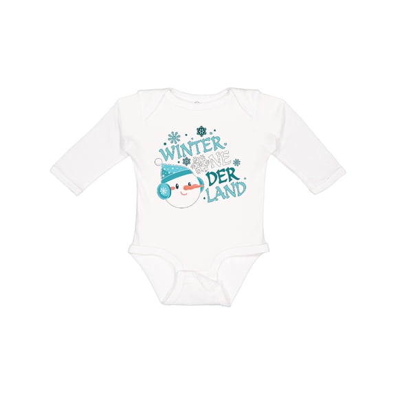 Inktastic Iwinter One-derland First Birthday with Snowman Boys or Girls Long Sleeve Baby Bodysuit