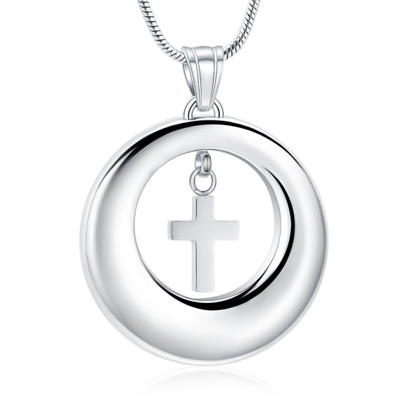 Circle of Life Eternity Memorial Urn Necklace for Ashes Cross Cremation Jewelry Ashes Necklace for Ashes for Women / Men