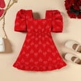 thumbnail image 4 of xfsWaSs Summer Baby Girls Dress Toddler Short Sleeve Heart Prints Dress Ruffles Bowknot Casual Dresses Fashion Princess Sundress 9-12 Months, 4 of 6