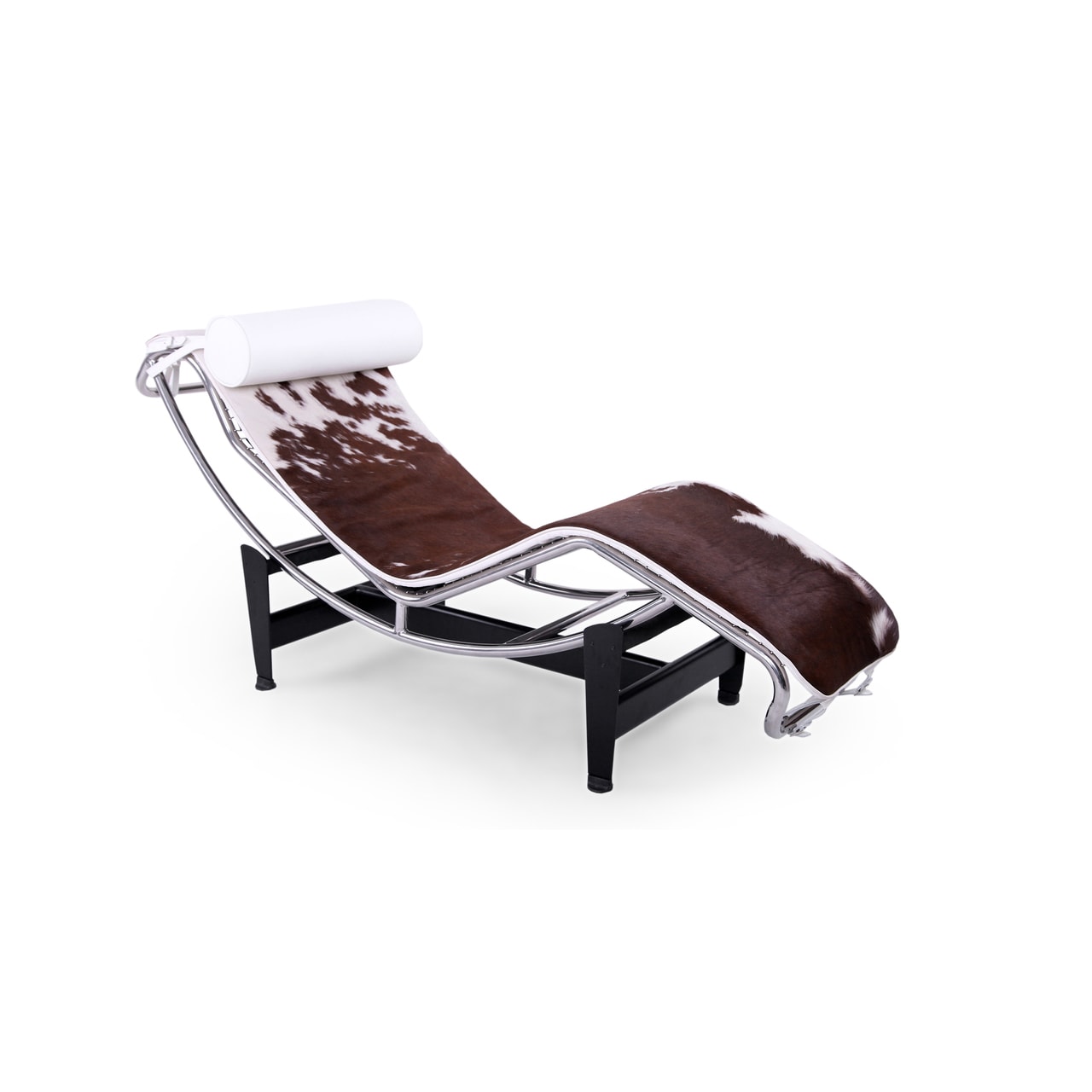 Kardiel Gravity Cowhide Chaise Lounge Brown & White Cowhide - White