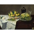 thumbnail image 2 of Manet, Edouard 18x15 White Modern Wood Framed Museum Art Print Titled - Still Life with Melon and Peaches, 2 of 4