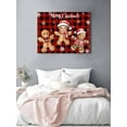 thumbnail image 3 of Merry Christmas Canvas Print Wall Art Xmas Cute Gingerbread Man White Gold Winter Snowflakes Red Plaid Pictures Painting Morden Artwork for Living Room Bedroom, Ready to Hang - 12"x16", 3 of 6