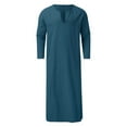 thumbnail image 5 of SIYUDAN Kaftan Thobe for Men Casual Long Sleeve Mens Summer Robes V Neck Men Muslim Clothing Navy Kaftan, 5 of 5