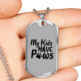 thumbnail image 2 of My Kids Have Paws Transparent Necklace Stainless Steel or 18k Gold Dog Tag 24" Chain, 2 of 8