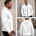 thumbnail image 3 of Mens Zip Up Hoodie Long Sleeve Fleece Casual Hooded Sweatshirts Athletic Full Zip Jacket with Pockets White L, 3 of 3