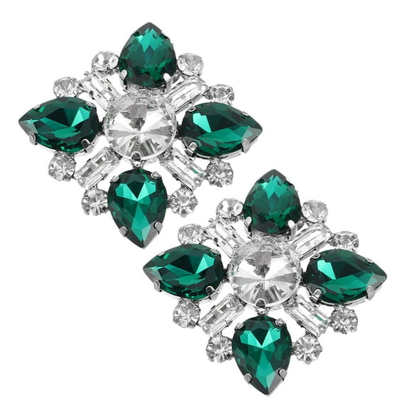 OFFIGAM 2-Pack Rhinestone Shoe Buckles Elegant Clips for Women Dress Shoes Accessories