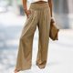 thumbnail image 5 of Pantalón De Pierna Ancha Pantalones casuales de mujer Algodón Lino Suelto Sólido Verano Pantalón de pierna ancha (Caqui XL) Kuymtek para Mujer Caqui T L, 5 of 6