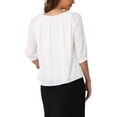thumbnail image 3 of Camisas de trabajo estilo CHIC Inspire para mujeres, blusas casuales elegantes de media manga con cuello redondo, talla XL, color blanco, 3 of 6