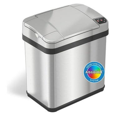 Touchless 2.5 Gallon Sensor Garbage Can with AbsorbX Odor Filter and Fragrance, Touchless Automatic Stainless Steel Trash Bin, Perfect for Bathroom and Office