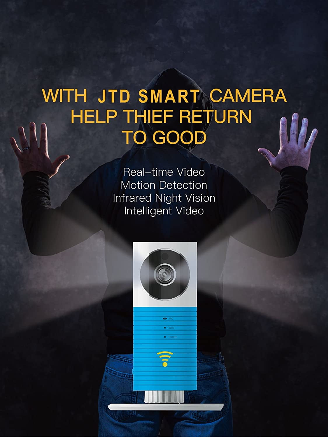 JTD Smart Wireless IP WiFi DVR Security Surveillance Camera with Motion Detector Two-way Audio & Night Vision Best Security Camera Baby Monitor for your Baby,Home, Pet or Business (Blue)