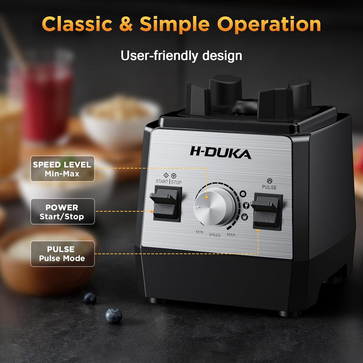 Countertop Blender with 64oz Pitcher, 25000 RPM High Power Smoothie Maker for Ice Crushing and Frozen Fruits