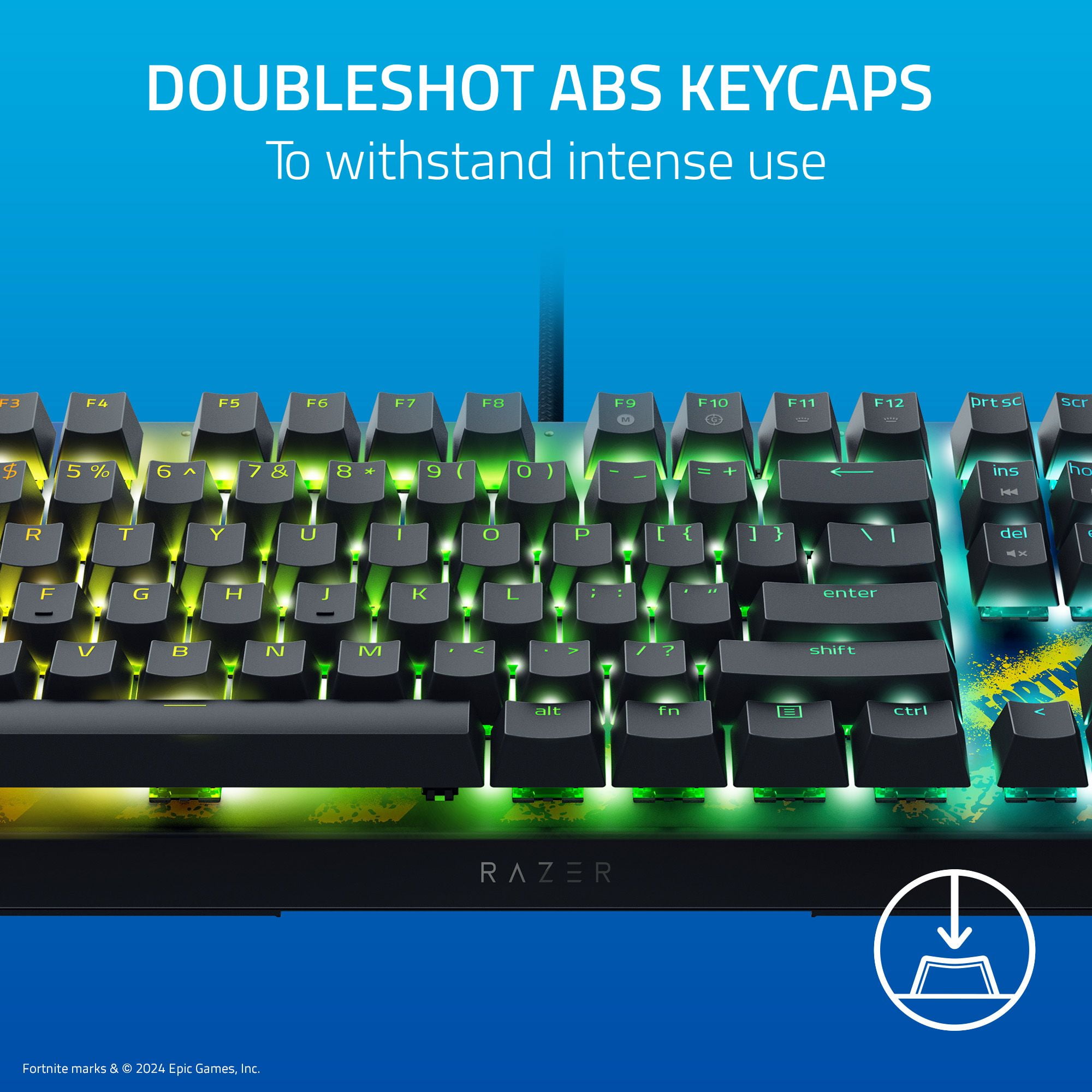 Razer BlackWidow V4 X Chroma RGB USB Gaming Keyboard, Fortnite Edition