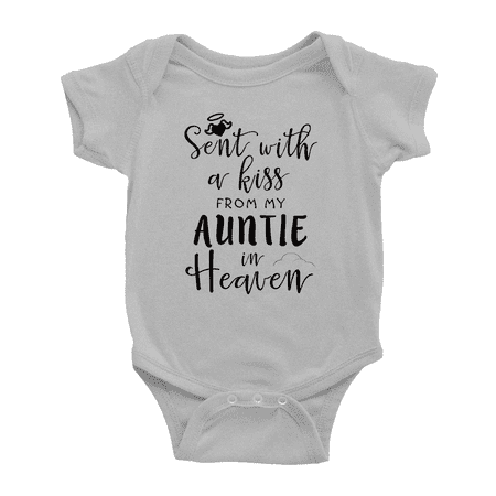 

Sent with A Kiss from My Auntie in Heaven Funny Baby Boy Girl Bodysuits Unisex