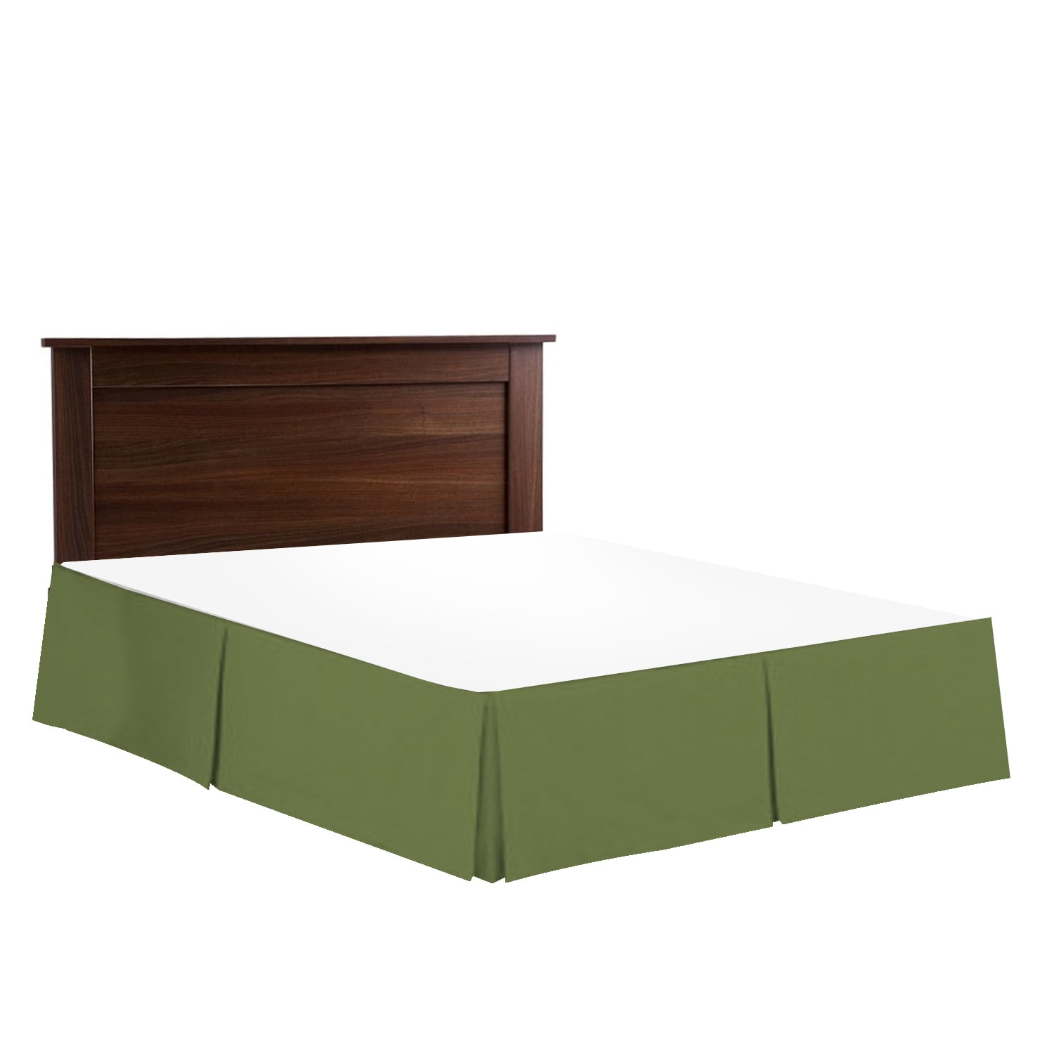 14" Tailored Pleated Bed Skirt Dust Ruffle, King, Cala Green, by Clara Clark