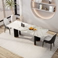 thumbnail image 3 of Dining Chairs Set of 2, Upholstered PU Leather Dining Room Chairs with Metal Legs and Thick Cushioned Seat, Modern Kitchen Chairs for Dining Table Apartment, White Chairs, 3 of 9