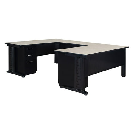 UPC: 0843532003343 | Regency Fusion 66 x 78 in. U Shaped Desk with Double Pedestal Drawer Unit- Maple