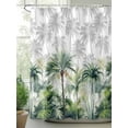 thumbnail image 3 of Summer Tropical Leaves Waterproof Fabric Shower Curtain, Green Botanical Palm Trees Shower Curtain for Bathroom Curtains Bathtubs Hotel Washable Shower Curtains with 12 Hooks Standard 72x72, 3 of 6