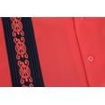 thumbnail image 3 of Men's Cuban Guayabera Beach Wedding Short Sleeve Button-Up Casual Dress Shirt (Red/Black, 4XL), 3 of 3