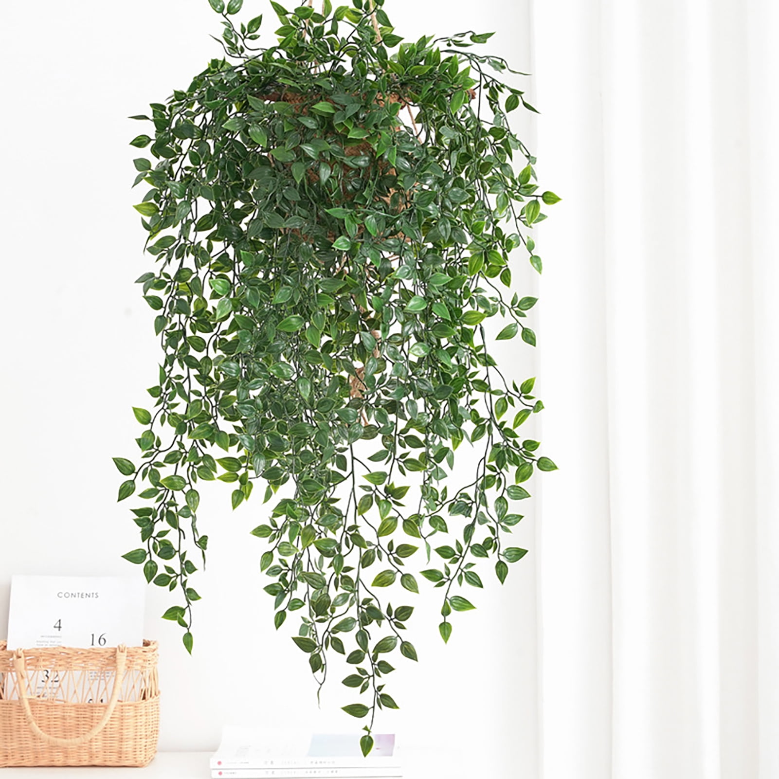 Cheers US Artificial Persian Rattan Fake Hanging Plant Faux Greenary Vine Outdoor UV Resistant
