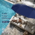 thumbnail image 5 of MF Studio 8-Piece Outdoor Patio Dining Set with 13ft Navy Blue Umbrella, 60" Metal Patio Table and Textilene Chairs(2 Swivel, 4 Dining Chairs) for 6 People, Black & Brown-gray, 5 of 18