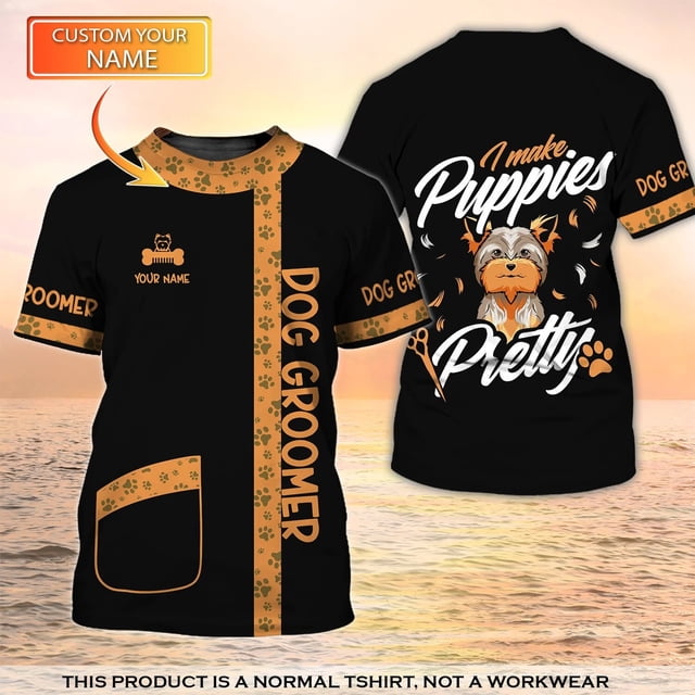 Camiseta de moda de verano para hombre, camisa con nombre impreso en 3D para peluquero y perro, Tops informales Unisex, uniforme de peluquero para mascotas DW148Adult size 5XL Gao Jinjia LED