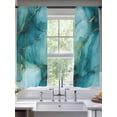 thumbnail image 2 of Turquoise Ombre Marble Sheer Curtains 72 Inch Length 2 Panels Set for Living Room/Bedroom, Modern Ink Painting Abstract Semi Curtain Sheers Drapes Rod Pocket Curtains Window Treatment Set 52''x72''x2, 2 of 7