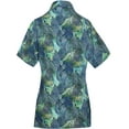 thumbnail image 2 of LA LEELA Women's Casual Hawaii Shirt Button Down Blouses Short Sleeve Beach Tops Vacation Beach Summer Cute Shirts For Ladies M Swirl Leaf, Blue, 2 of 5