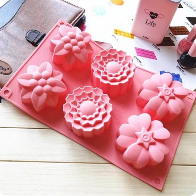 6 Flower Silicone Cake Mold Handmake DIY Bread Mould Silicone Moulds For Cake Mooncake Mold Cake Tools