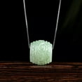 thumbnail image 2 of EOEMY Burmese Jade Bead Pendant Green Man Jadeite Necklace Natural 925 Silver, 2 of 5