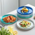 thumbnail image 4 of MALACASA 8.5in Small Dessert Plates, Set of 6, Stoneware Dessert Appetizer Plates Set, Blue, 4 of 8