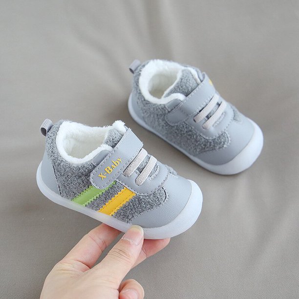 Zapatos de algodón para niños, nueva moda de invierno para niñas, además de botas cálidas de terciopelo, zapatos informales para bebés y niños coreanos, 14 plantillas de 11,6 cm Gao Jinjia LED