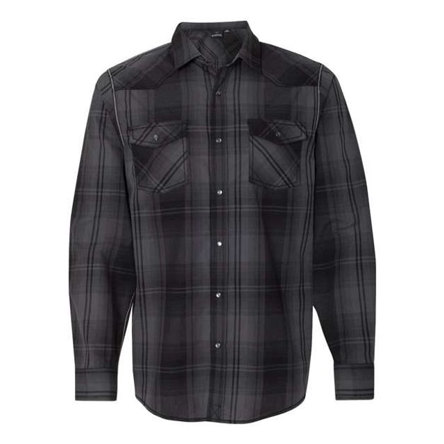 Burnside Camisa Vaquera de Manga Larga (8206) Negro/Gris, 2XL Burnside 8206