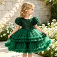 thumbnail image 4 of Curuila Toddler Child Girls Dress Short Sleeve Solid Color Mesh Crew Neck Soft Casual Dresses Size 6 Years, 4 of 9
