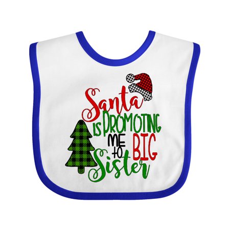 

Inktastic Santa is Promoting Me to Big Sister Green Plaid Tree Gift Baby Girl Bib