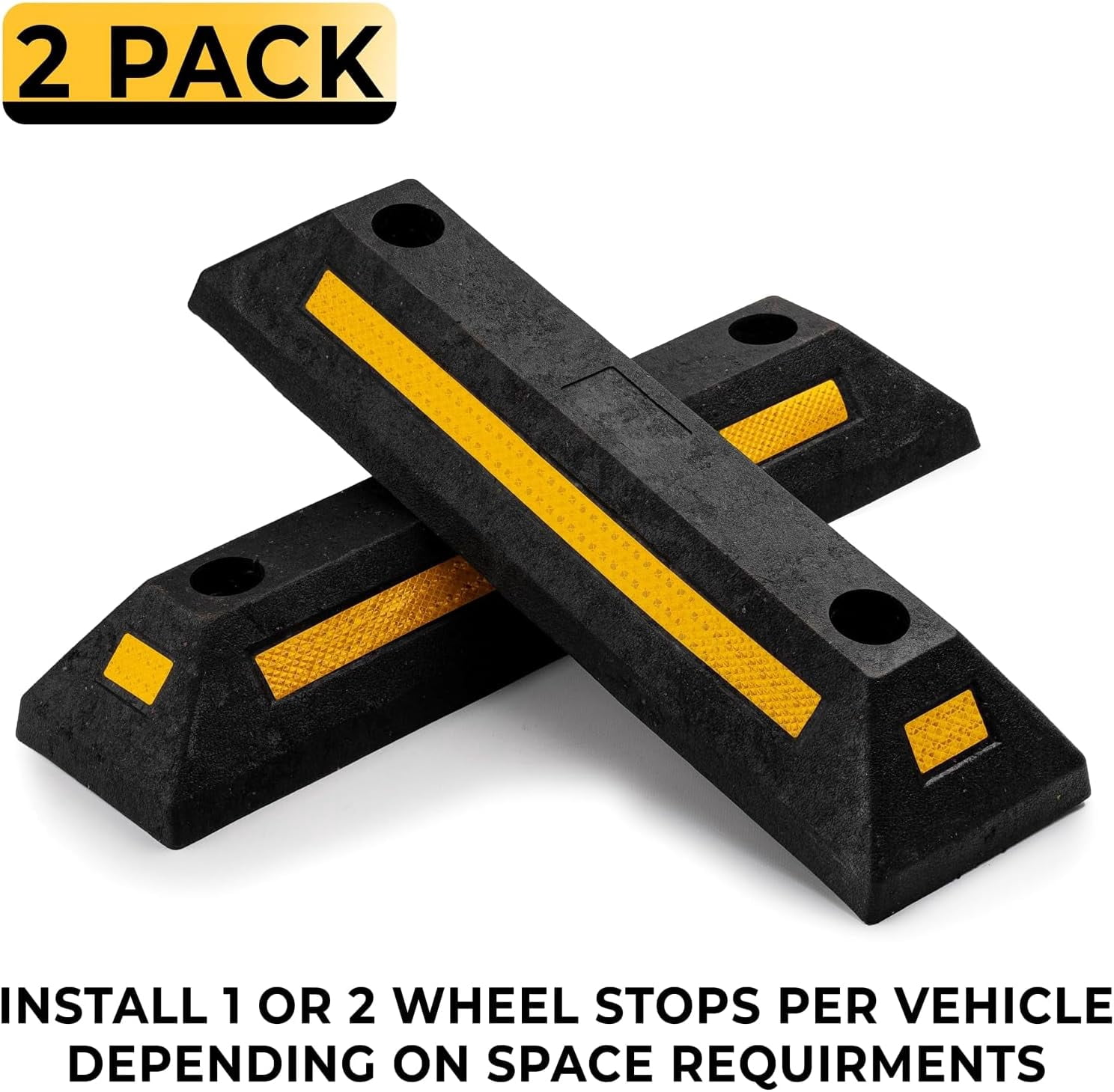 Mescukay 2pcs Rubber Garage Parking Curb, Curb Wheel Stopper, Garage Specific Wheel Locator, Reverse Collision and Anti Retreat Device