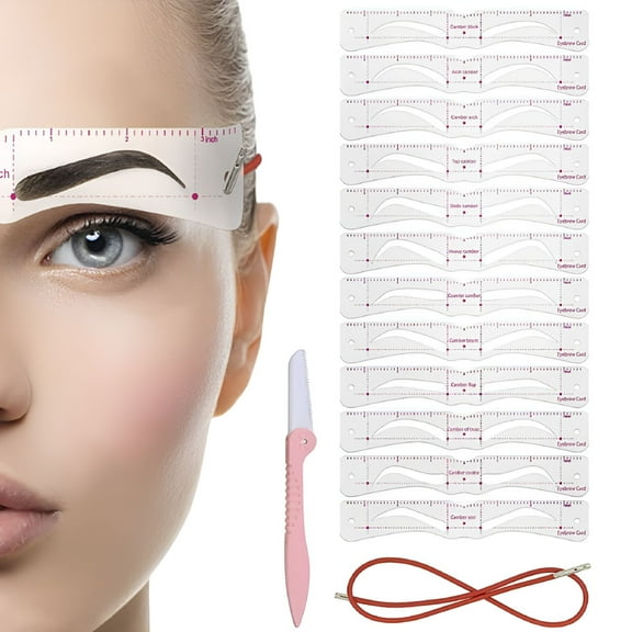 RAGUPEL Eyebrow Stencil, 24 Eyebrow Shaper Kit, Reusable Eyebrow Template With Strap, 3 Minutes Makeup, Suitable For Beginner-Quantity:12 Pieces;