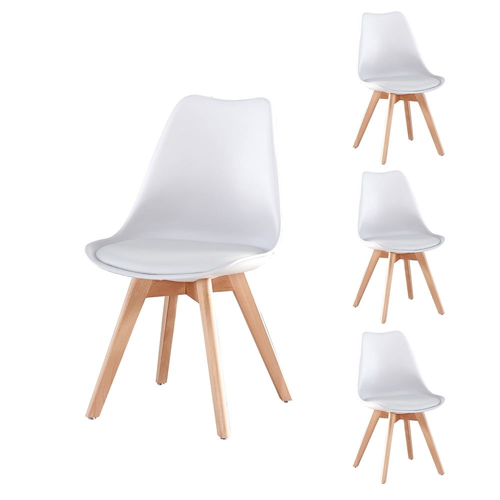 White Kitchen Dining Chairs Set of 4 Modern Dining Accent Side Chairs