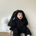 thumbnail image 5 of Kids Animal Costumes Fuzzy Baby Easter Bunny Romper Long Ear Rabbit Hoodie Romper Jumpsuit with Zipper, 5 of 7