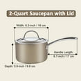 thumbnail image 5 of Cooks Standard 2-Quart Saucepan Hard Anodized Ceramic Nonstick with Glass Lid, Classic Small Cooking Sauce pot Mini Milk Pan, Induction Compatible, Bronze, 5 of 5